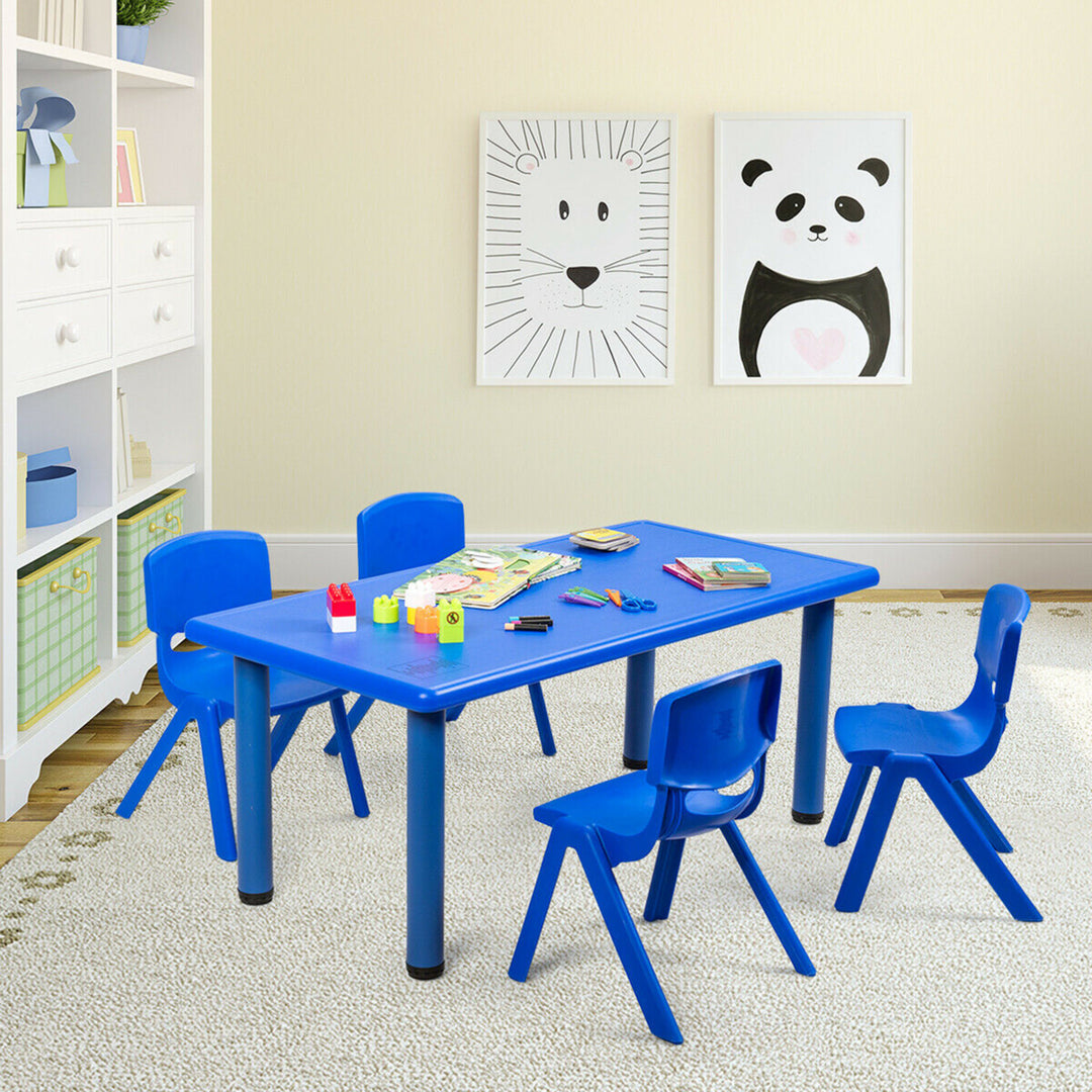 4-pack Kids Plastic Stackable Classroom Chairs Indoor/Outdoor Kindergarten Blue Image 4