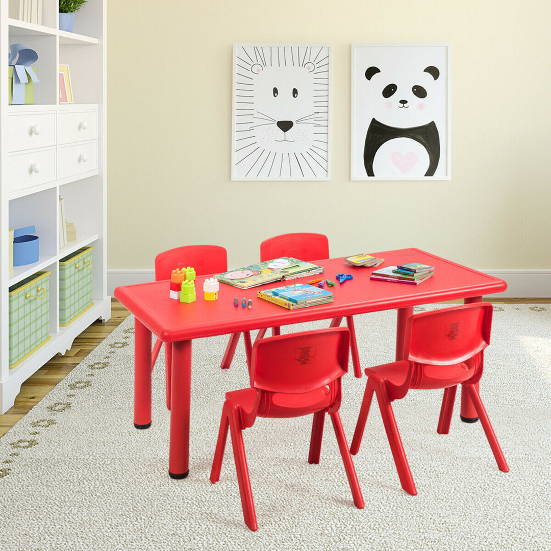 4-pack Kids Plastic Stackable Classroom Chairs Indoor/Outdoor Kindergarten Red Image 4