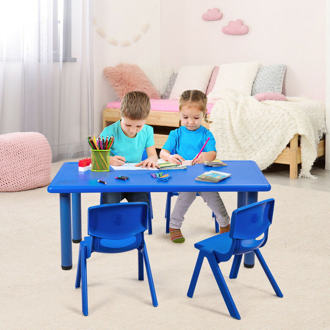 4-pack Kids Plastic Stackable Classroom Chairs Indoor/Outdoor Kindergarten Blue Image 5