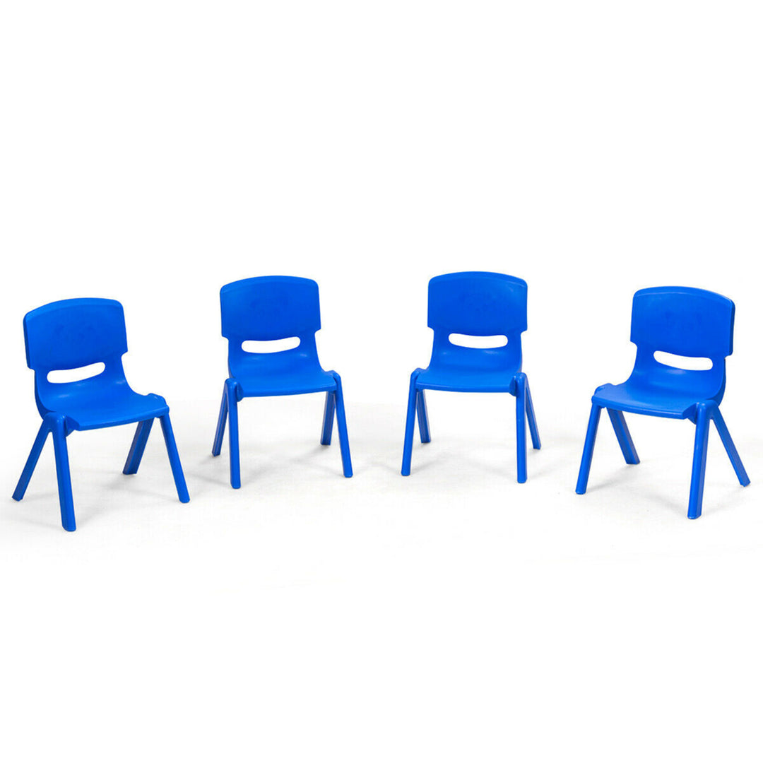 4-pack Kids Plastic Stackable Classroom Chairs Indoor/Outdoor Kindergarten Blue Image 6