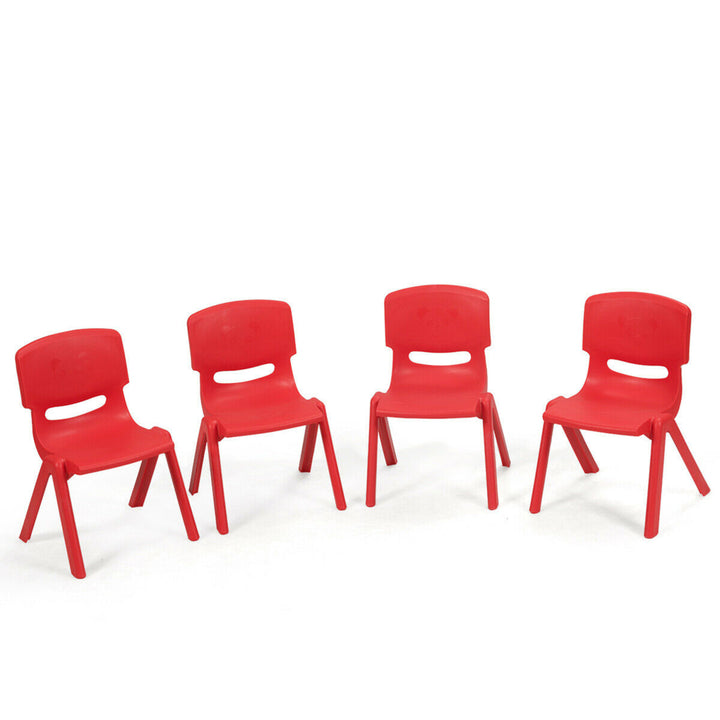 4-pack Kids Plastic Stackable Classroom Chairs Indoor/Outdoor Kindergarten Red Image 6