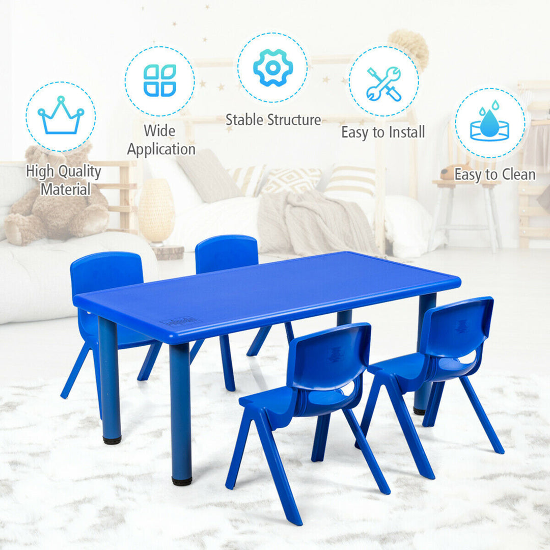 4-pack Kids Plastic Stackable Classroom Chairs Indoor/Outdoor Kindergarten Blue Image 7