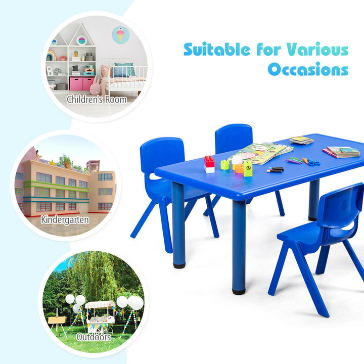 4-pack Kids Plastic Stackable Classroom Chairs Indoor/Outdoor Kindergarten Blue Image 8