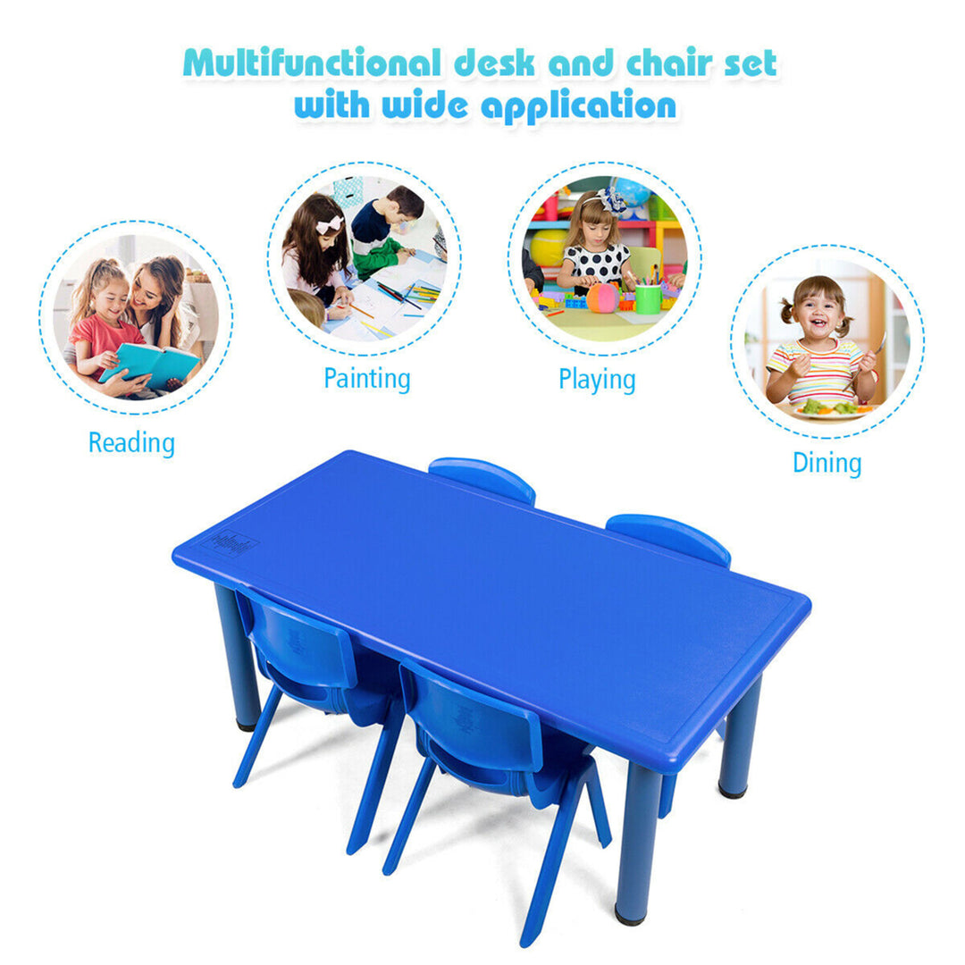 4-pack Kids Plastic Stackable Classroom Chairs Indoor/Outdoor Kindergarten Blue Image 9