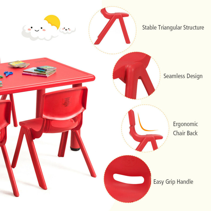 4-pack Kids Plastic Stackable Classroom Chairs Indoor/Outdoor Kindergarten Red Image 10