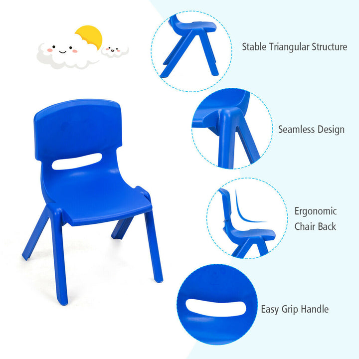 4-pack Kids Plastic Stackable Classroom Chairs Indoor/Outdoor Kindergarten Blue Image 10