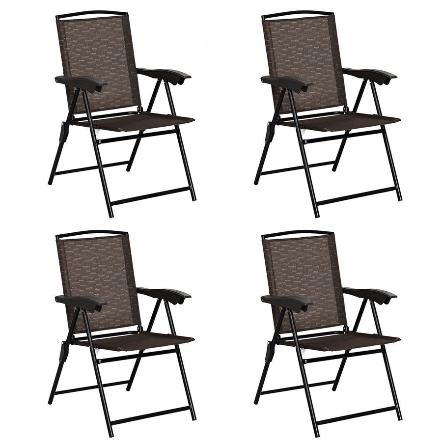 4PCS Adjustable Folding Fabric Chair Powder Coated Steel Tube Frame Indoor Outdoor Image 1