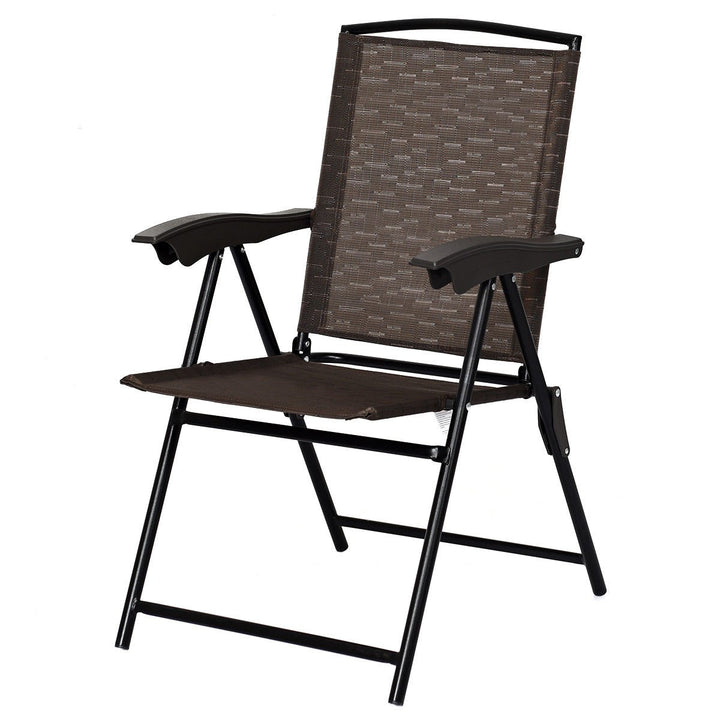 4PCS Adjustable Folding Fabric Chair Powder Coated Steel Tube Frame Indoor Outdoor Image 7