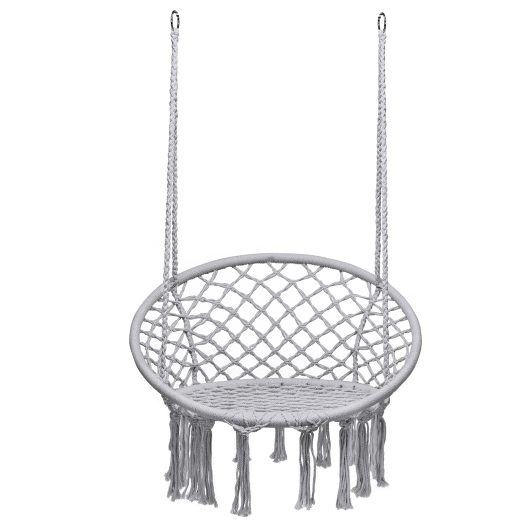 Hammock Chair Hanging Cotton Rope Macrame Swing Chair Indoor Outdoor Image 4