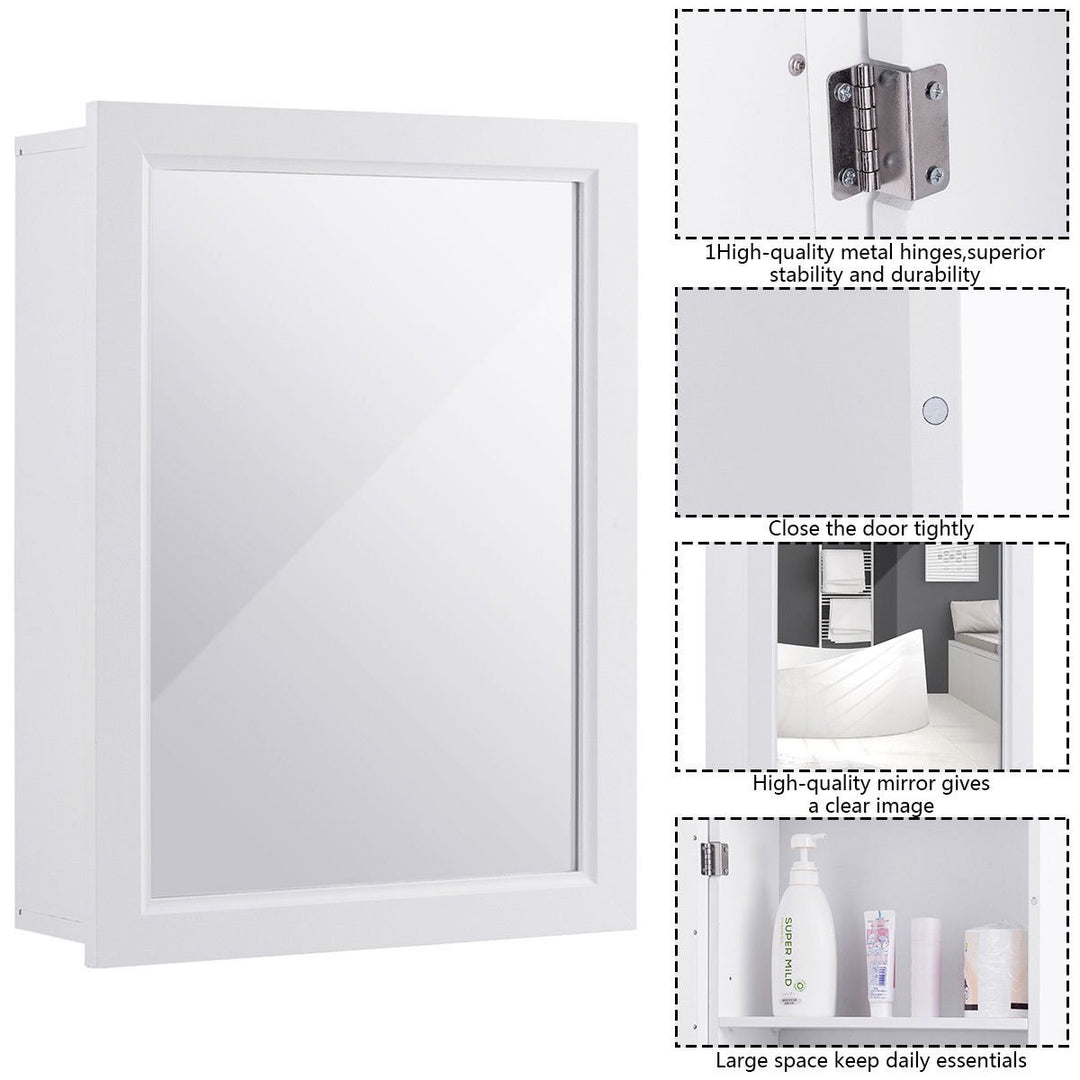 Bathroom Mirror Cabinet Wall Mounted Kitchen Medicine Storage Adjustable Shelf Image 5