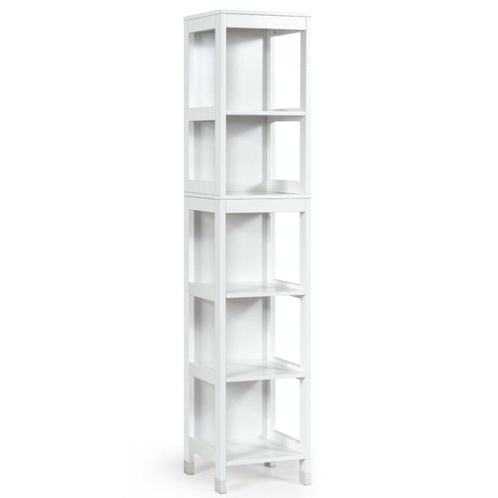 Bathroom Floor Cabinet Multifunctional Storage Organizer 5Tier Shelvesand2 Drawers Image 10