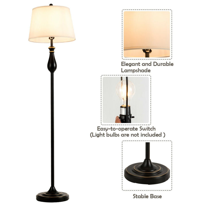 3-Piece Lamp Set 2 Table Lamps 1 Floor Lamp Matt Black Vintage Home Bedroom Image 7