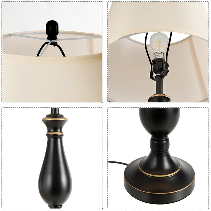 3-Piece Lamp Set 2 Table Lamps 1 Floor Lamp Matt Black Vintage Home Bedroom Image 8