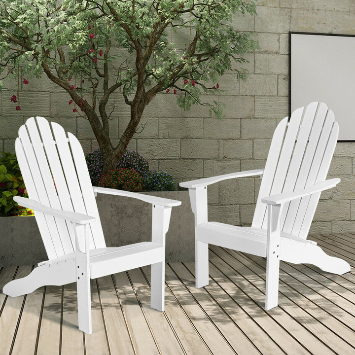 2PCS Wooden Classic Adirondack Chair Lounge Chair Outdoor Patio White Image 1