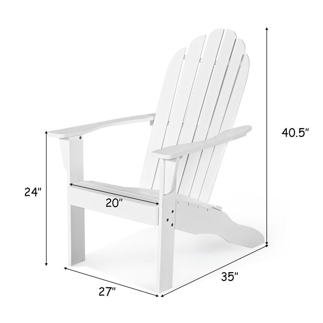 2PCS Wooden Classic Adirondack Chair Lounge Chair Outdoor Patio White Image 3