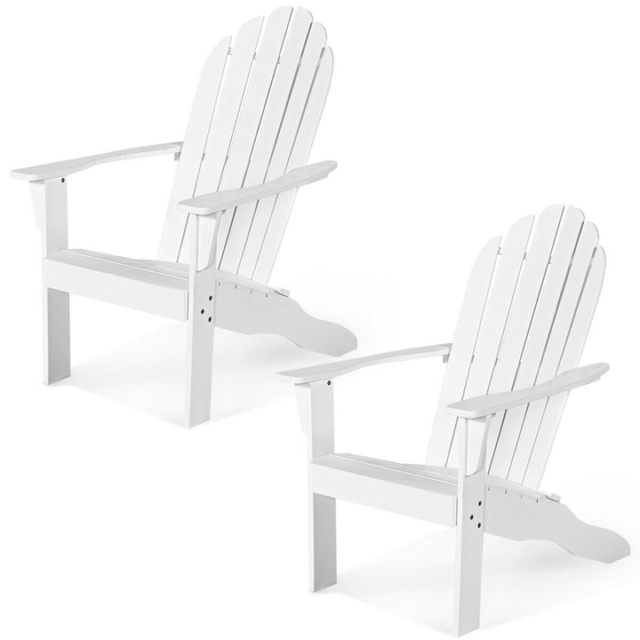 2PCS Wooden Classic Adirondack Chair Lounge Chair Outdoor Patio White Image 2