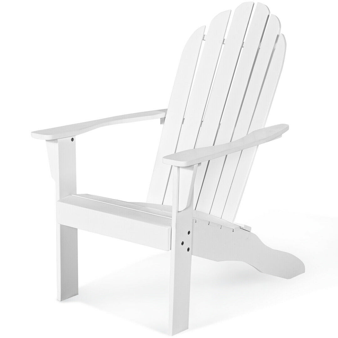 2PCS Wooden Classic Adirondack Chair Lounge Chair Outdoor Patio White Image 5