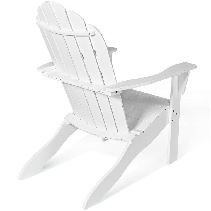 2PCS Wooden Classic Adirondack Chair Lounge Chair Outdoor Patio White Image 6