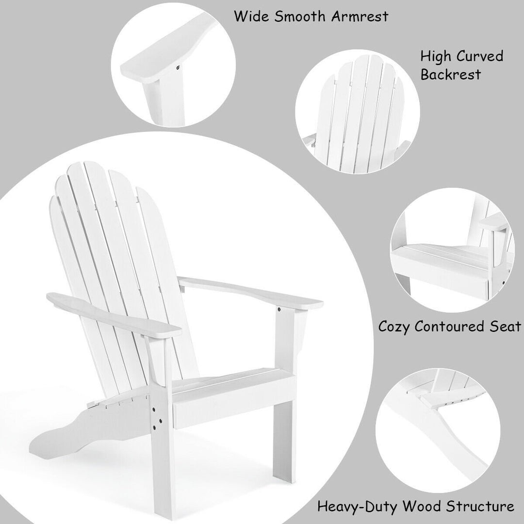 2PCS Wooden Classic Adirondack Chair Lounge Chair Outdoor Patio White Image 9