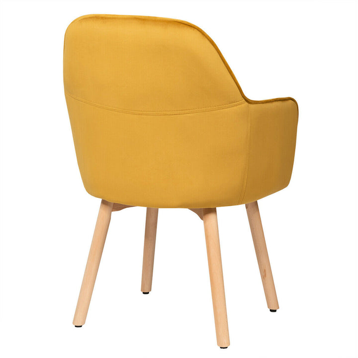 2PCS Modern Accent Armchair Upholstered Leisure Chair w/ Wooden Legs Yellow Image 8