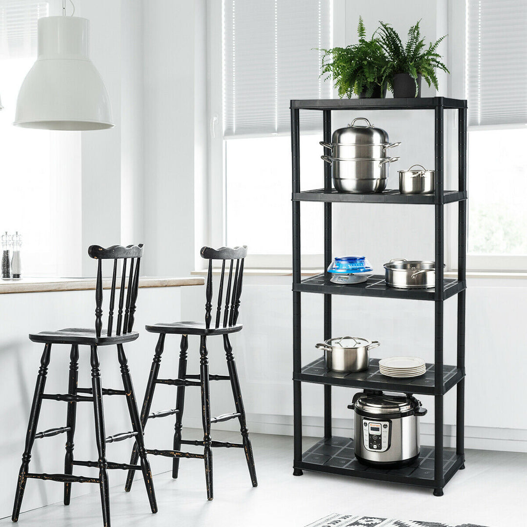 5-Tier Storage Shelving Freestanding Heavy Duty Rack 33.5"L X 16"W X 73"H Black Image 3