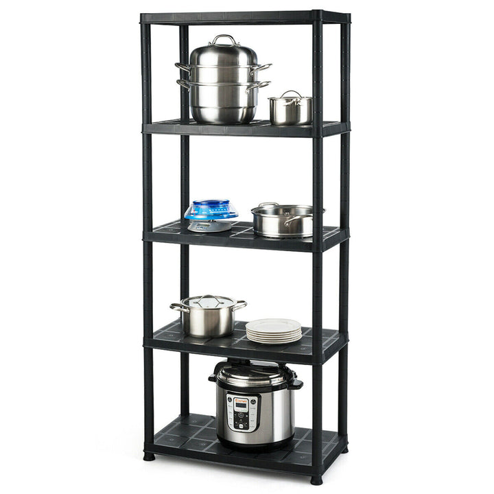 5-Tier Storage Shelving Freestanding Heavy Duty Rack,28"XL X 15"W X 67"H,Black Image 9