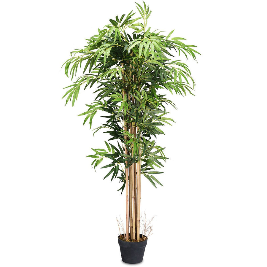 Artificial Bamboo Silk Tree Planter Green 5 Feet Holiday Decor Image 1