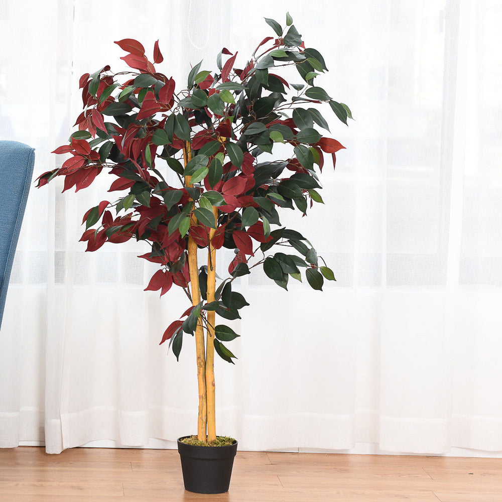 Artificial Capensia Bush 4 Feet Red Green Leaves Image 2