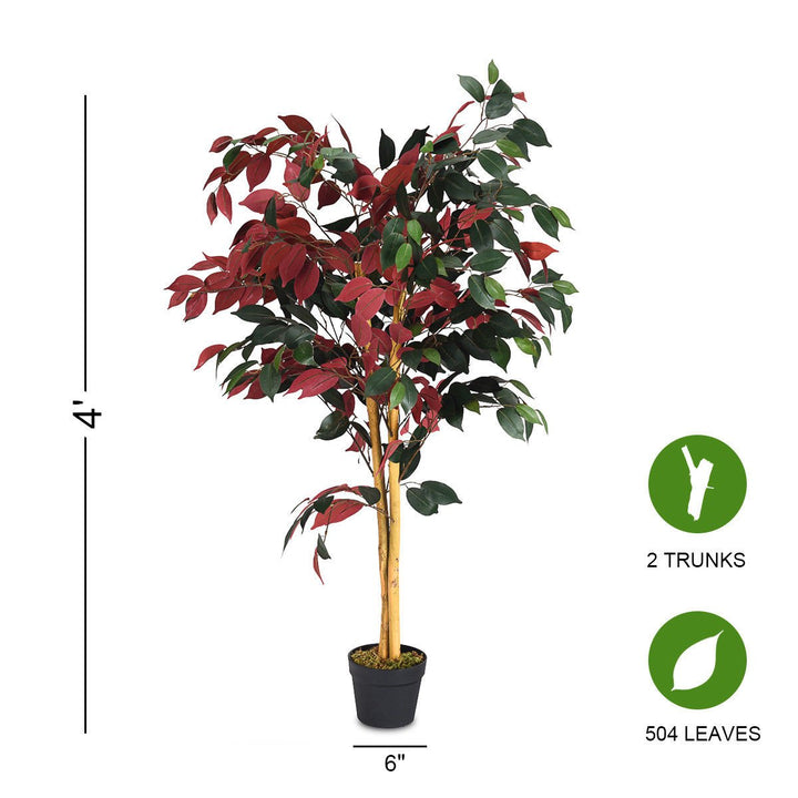 Artificial Capensia Bush 4 Feet Red Green Leaves Image 4