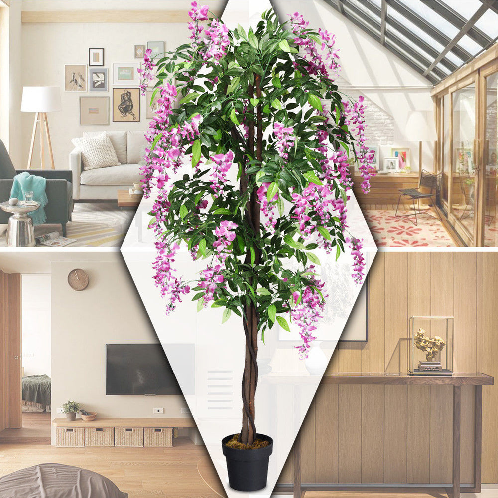 Artificial Wistera Silk Tree Pink Flower 6 Feet Home Holiday Decor Image 2