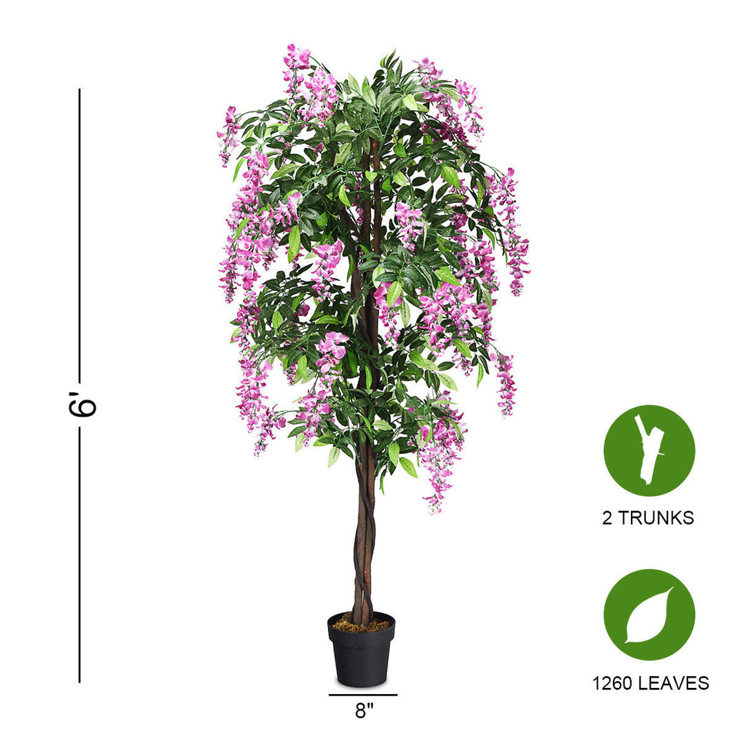 Artificial Wistera Silk Tree Pink Flower 6 Feet Home Holiday Decor Image 3