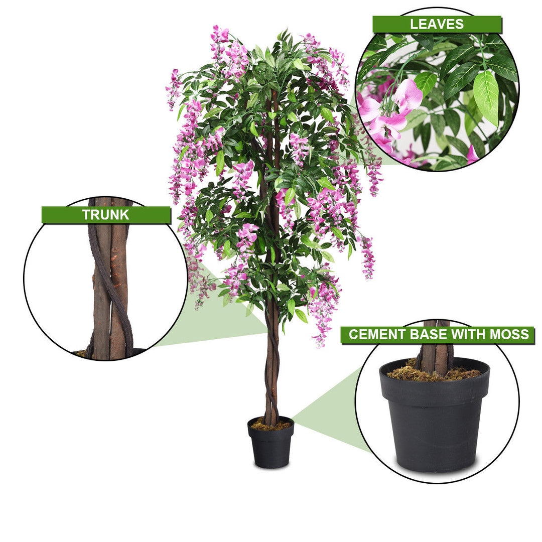 Artificial Wistera Silk Tree Pink Flower 6 Feet Home Holiday Decor Image 4