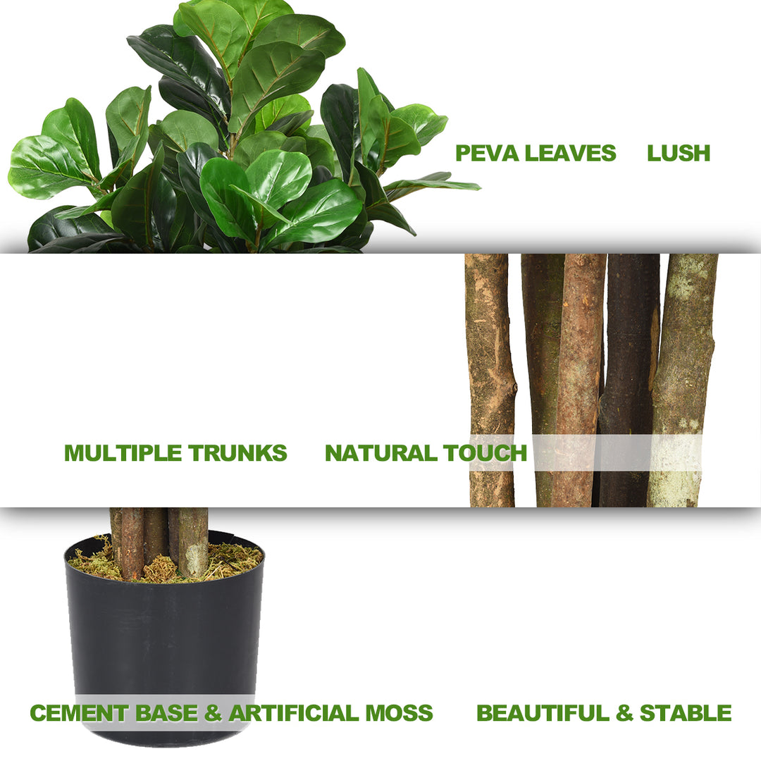 6-Feet Artificial Fiddle Leaf Fig Tree Indoor-Outdoor Home Decorative Planter Image 9