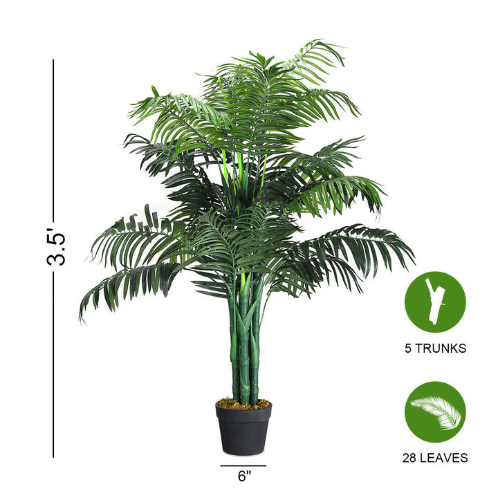 Artificial Areca Palm Decorative Silk Tree w/Basket 3.5 Feet Holiday Decor Image 4