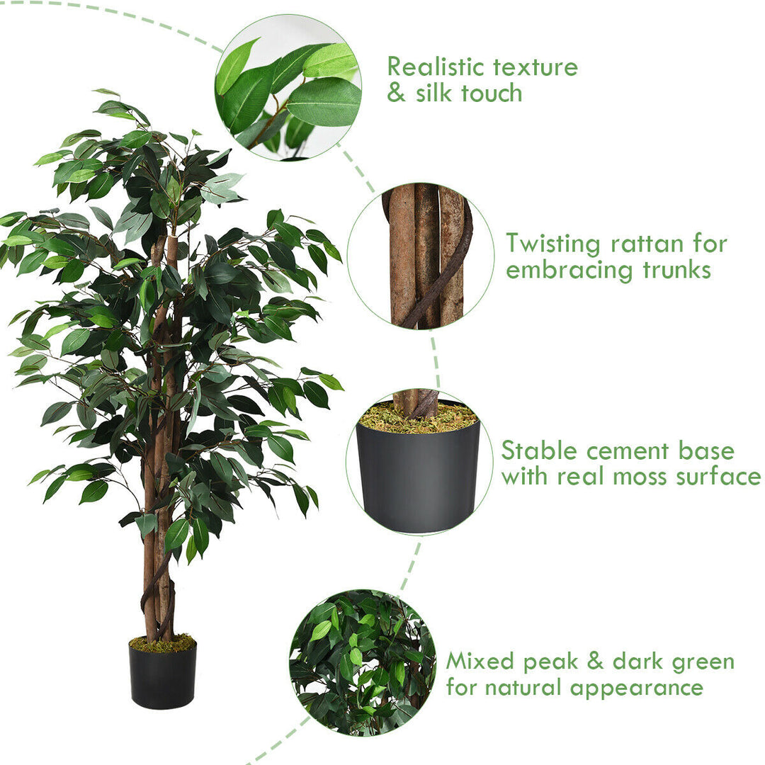 4Ft Artificial Ficus Tree Fake Greenery Plant Home Office Decoration Image 2