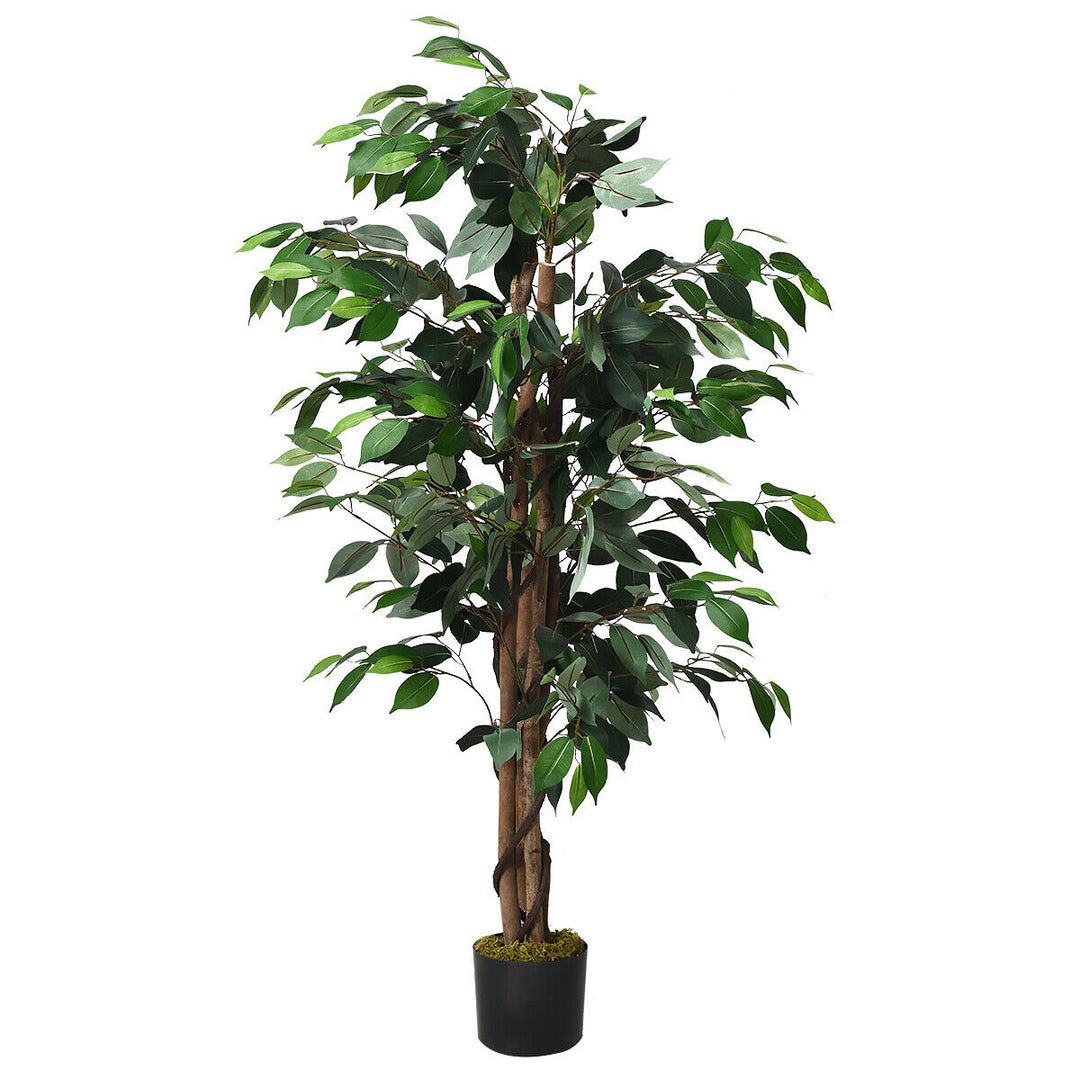 4Ft Artificial Ficus Tree Fake Greenery Plant Home Office Decoration Image 5