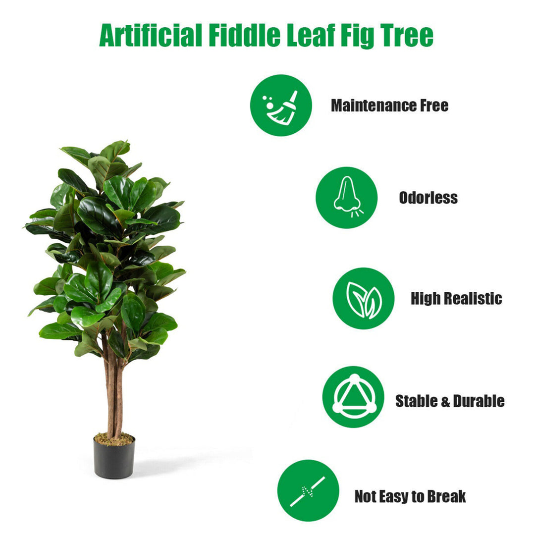 5Ft Fiddle Leaf Fig Tree Artificial Greenery Plant Home Office Decoration Image 5