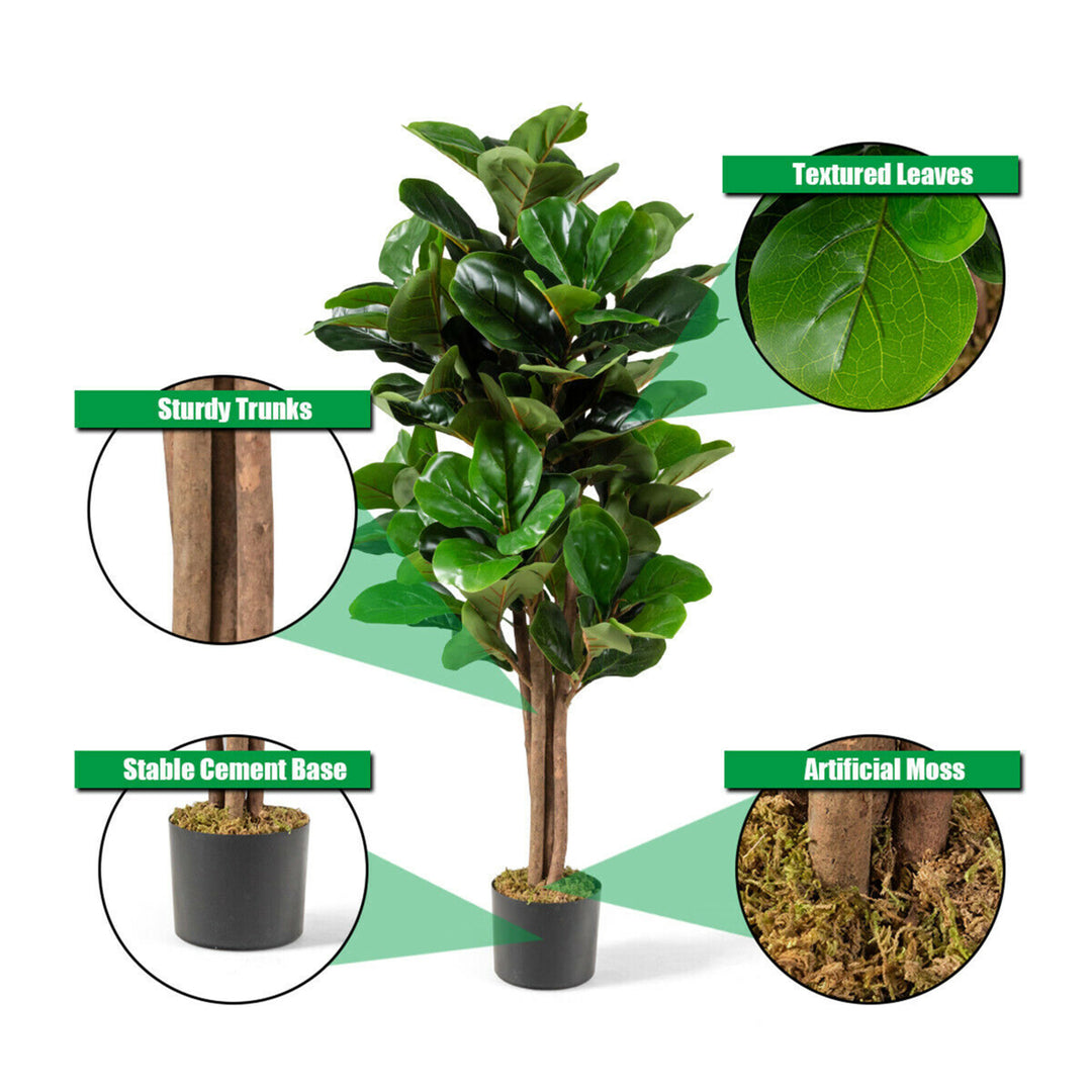 5Ft Fiddle Leaf Fig Tree Artificial Greenery Plant Home Office Decoration Image 7