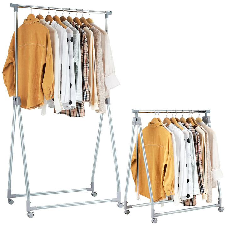 Extendable Clothing Garment Rack Heavy Duty Foldable Clothes Rack W/Hanging Rod Image 1