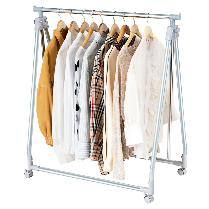 Extendable Clothing Garment Rack Heavy Duty Foldable Clothes Rack W/Hanging Rod Image 8