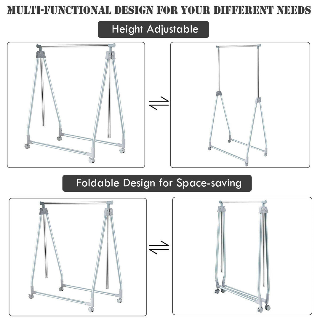 Extendable Clothing Garment Rack Heavy Duty Foldable Clothes Rack W/Hanging Rod Image 9