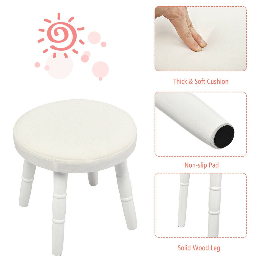 Kids Vanity Makeup Table and Chair Set Make Up Stool Play Set for Children White Image 8