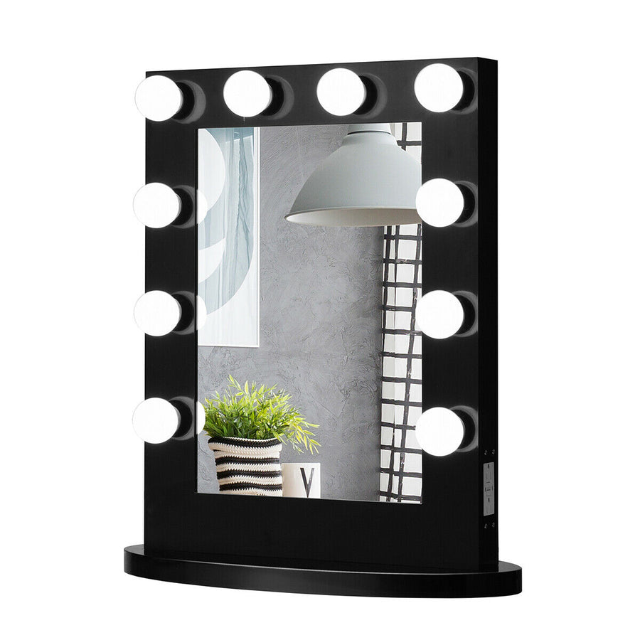 Wall Mounted Vanity Mirror Hollywood Makeup Dimmer Light Black Image 1