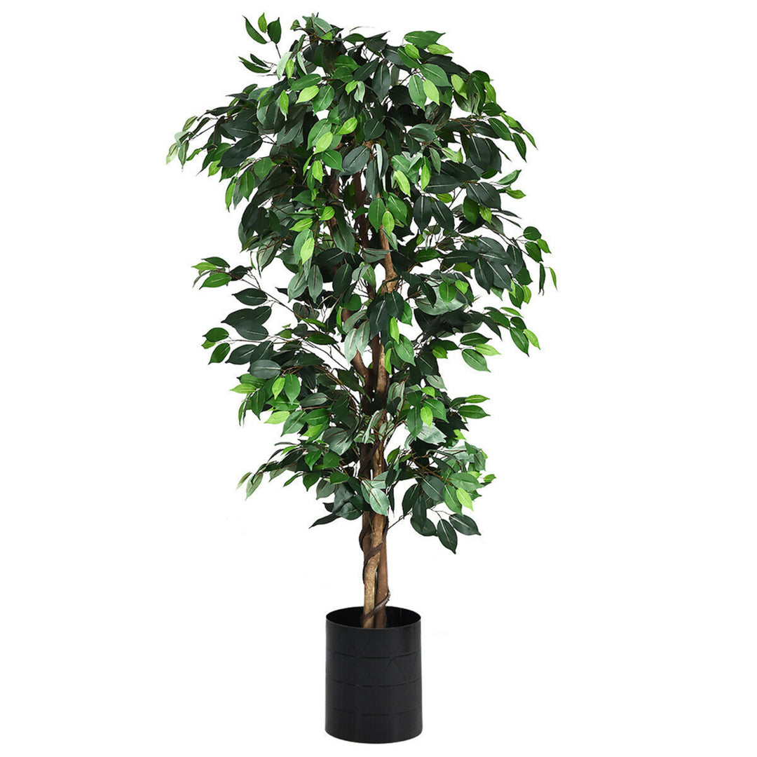 6Ft Artificial Ficus Tree Fake Greenery Plant Home Office Decoration Image 1