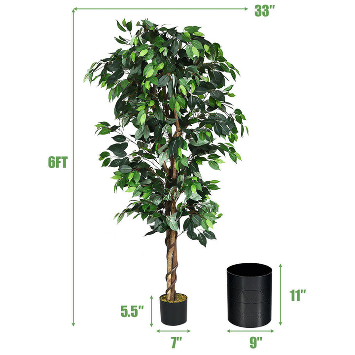 6Ft Artificial Ficus Tree Fake Greenery Plant Home Office Decoration Image 2