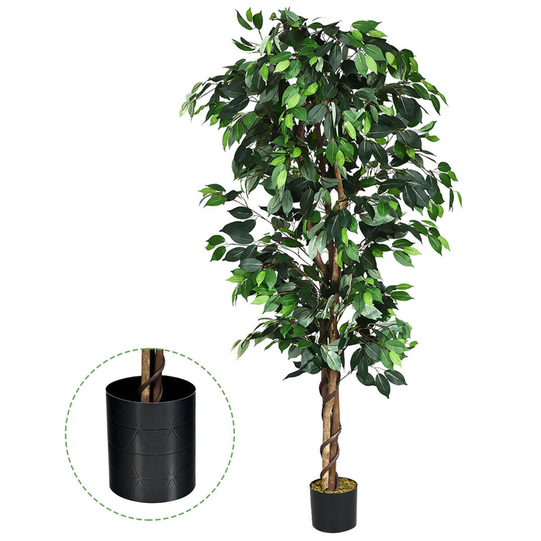 6Ft Artificial Ficus Tree Fake Greenery Plant Home Office Decoration Image 4