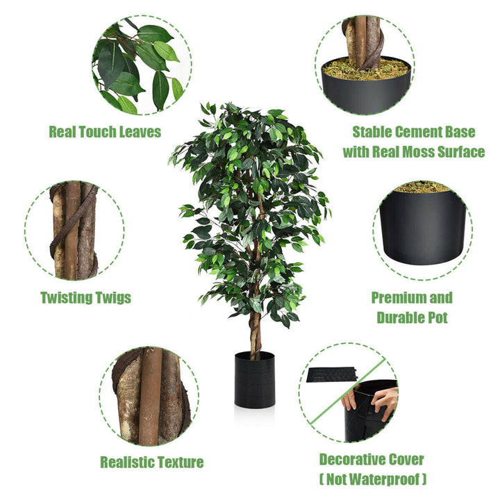 6Ft Artificial Ficus Tree Fake Greenery Plant Home Office Decoration Image 7