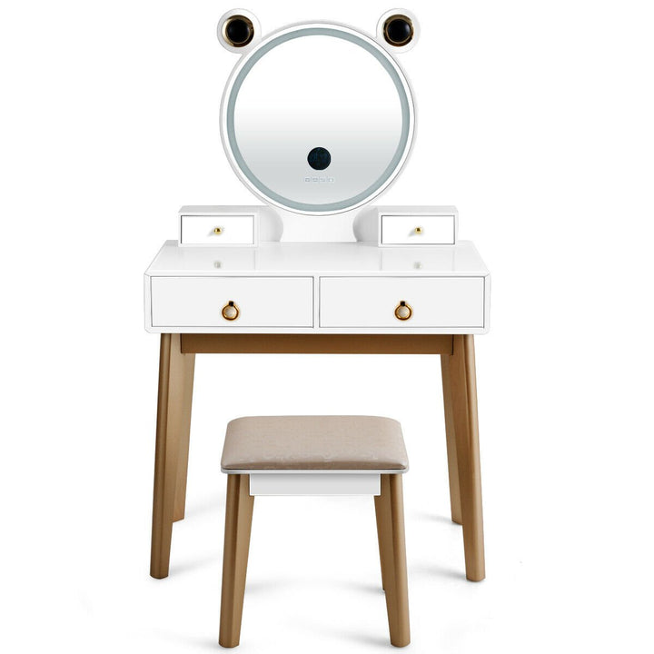 Makeup Dressing Vanity Table Set w/ Touch Screen Mirror Image 3