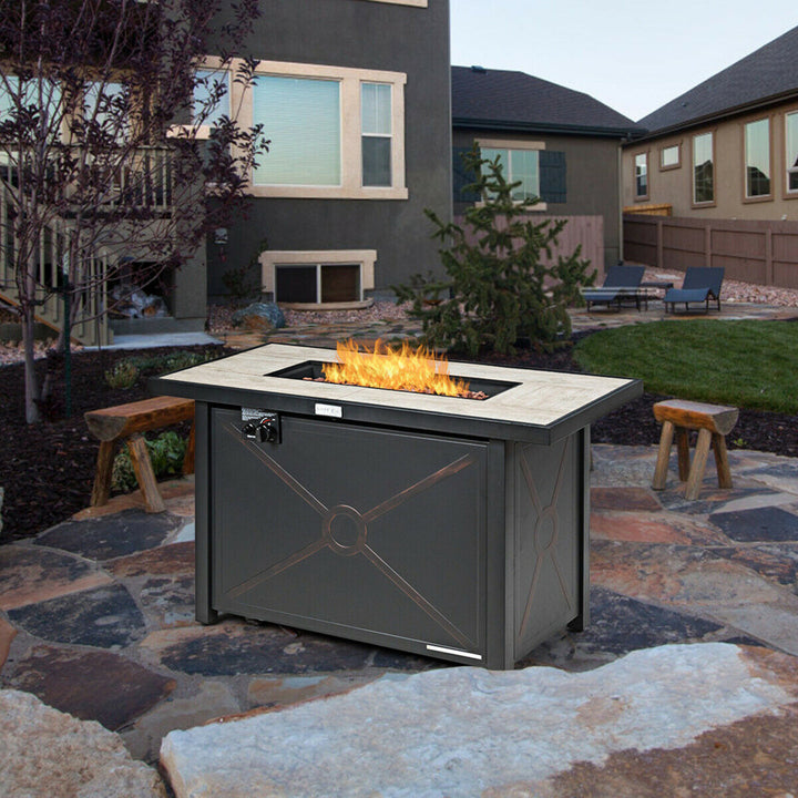 Gymax 42 Rectangular Propane Gas Fire Pit 60,000 Btu Heater Outdoor Table W/ Cover Image 3