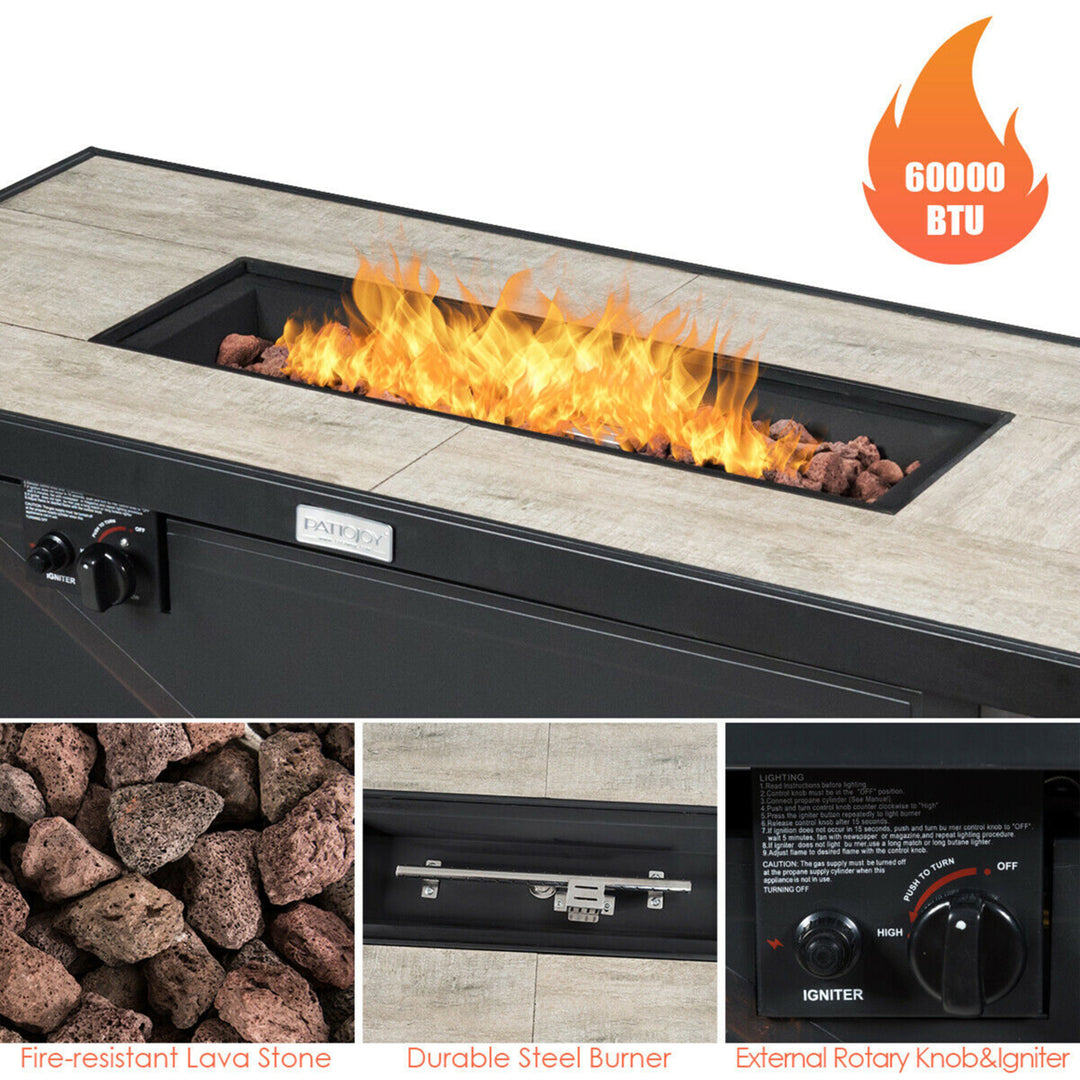 Gymax 42 Rectangular Propane Gas Fire Pit 60,000 Btu Heater Outdoor Table W/ Cover Image 5